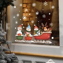 festive snowman christmas window stickers & snowflake wall decals - holiday window decorations set