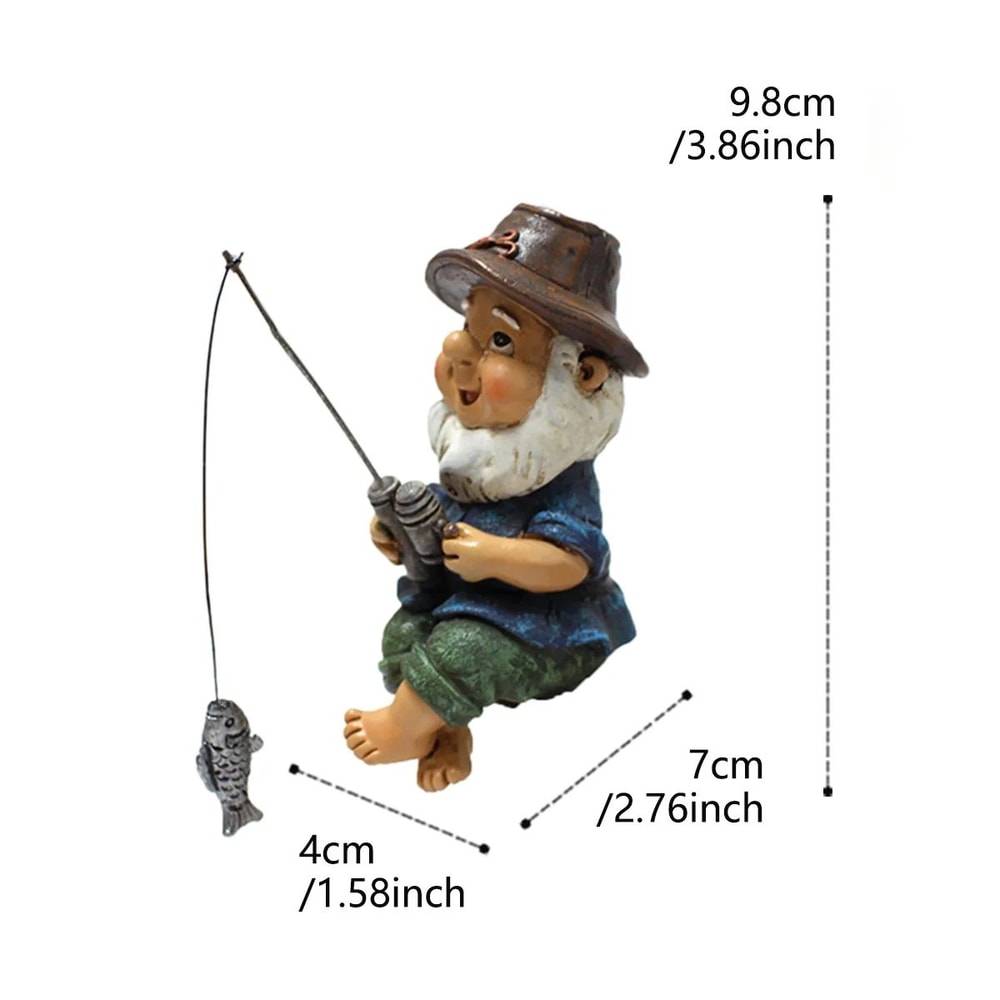 Whimsical Fishing Gnome Statue Resin Garden Figurine For Outdoor Garden Decor 5