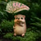 Cute Resin Leaf Umbrella Hedgehog Garden Statue Whimsical Outdoor Animal Decor Figurine 3