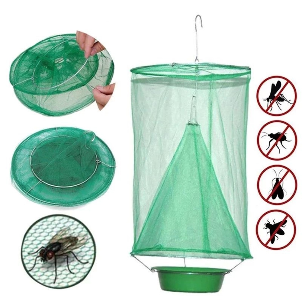 Premium Reusable Hanging Fly Trap HeavyDuty Outdoor Garden Fly Catcher Pest Control Cage 0