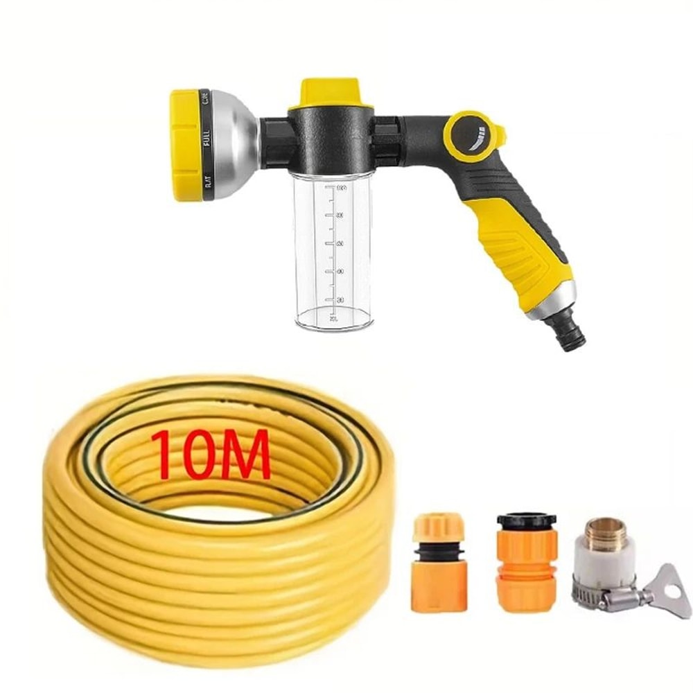 High Pressure Garden Hose Nozzle With 10m Hose Car Wash Spray Gun Foam Sprayer 7