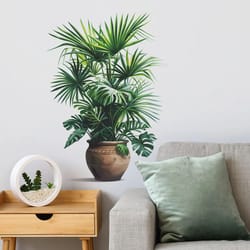 green potted plant wall sticker - self adhesive 3d plant wall decal for fresh green wall decor