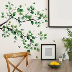 elegant botanical branch & leaf wall decals – removable nature wall decor stickers for home & office