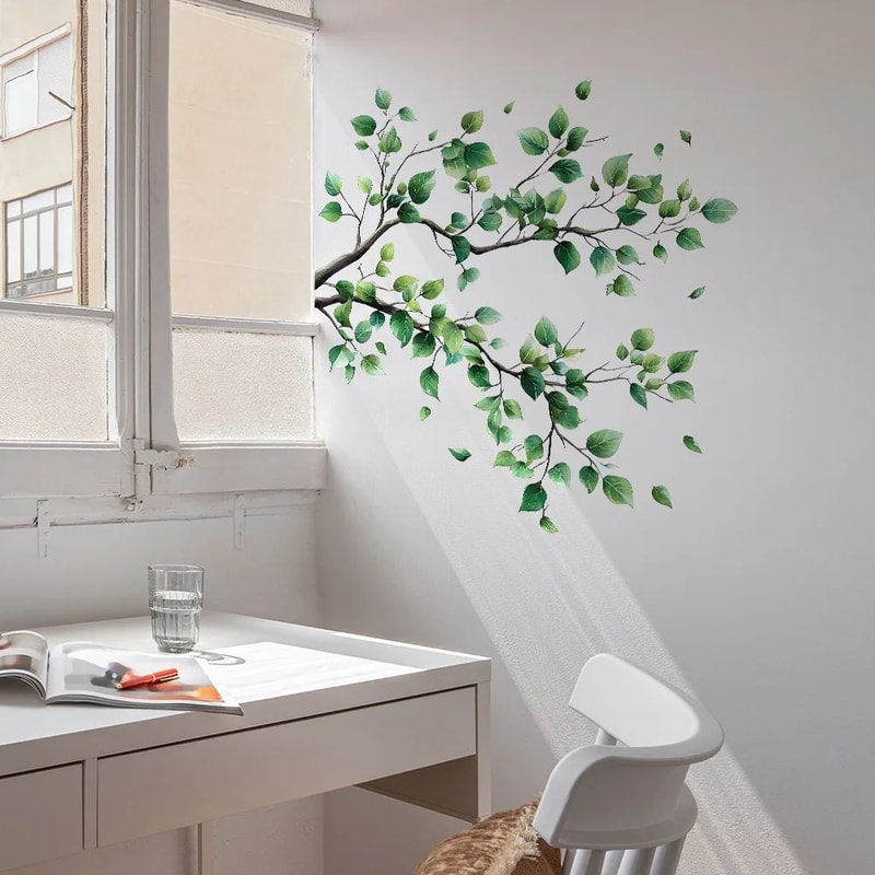 Elegant Botanical Branch Leaf Wall Decals Removable Nature Wall Decor Stickers For Home Office 1