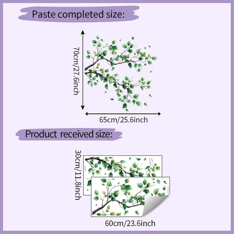 Elegant Botanical Branch Leaf Wall Decals Removable Nature Wall Decor Stickers For Home Office 5