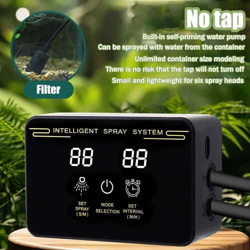 RainforestPro Automatic Terrarium Misting System with Timer & Dual 360° Nozzles - Smart Reptile Humidifier & Irrigation