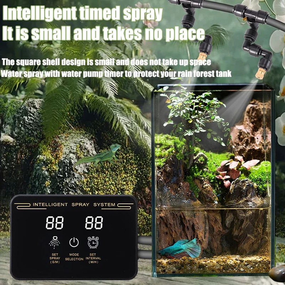 RainforestPro Automatic Terrarium Misting System With Timer Dual 360 Nozzles Smart Reptile Humidi 2