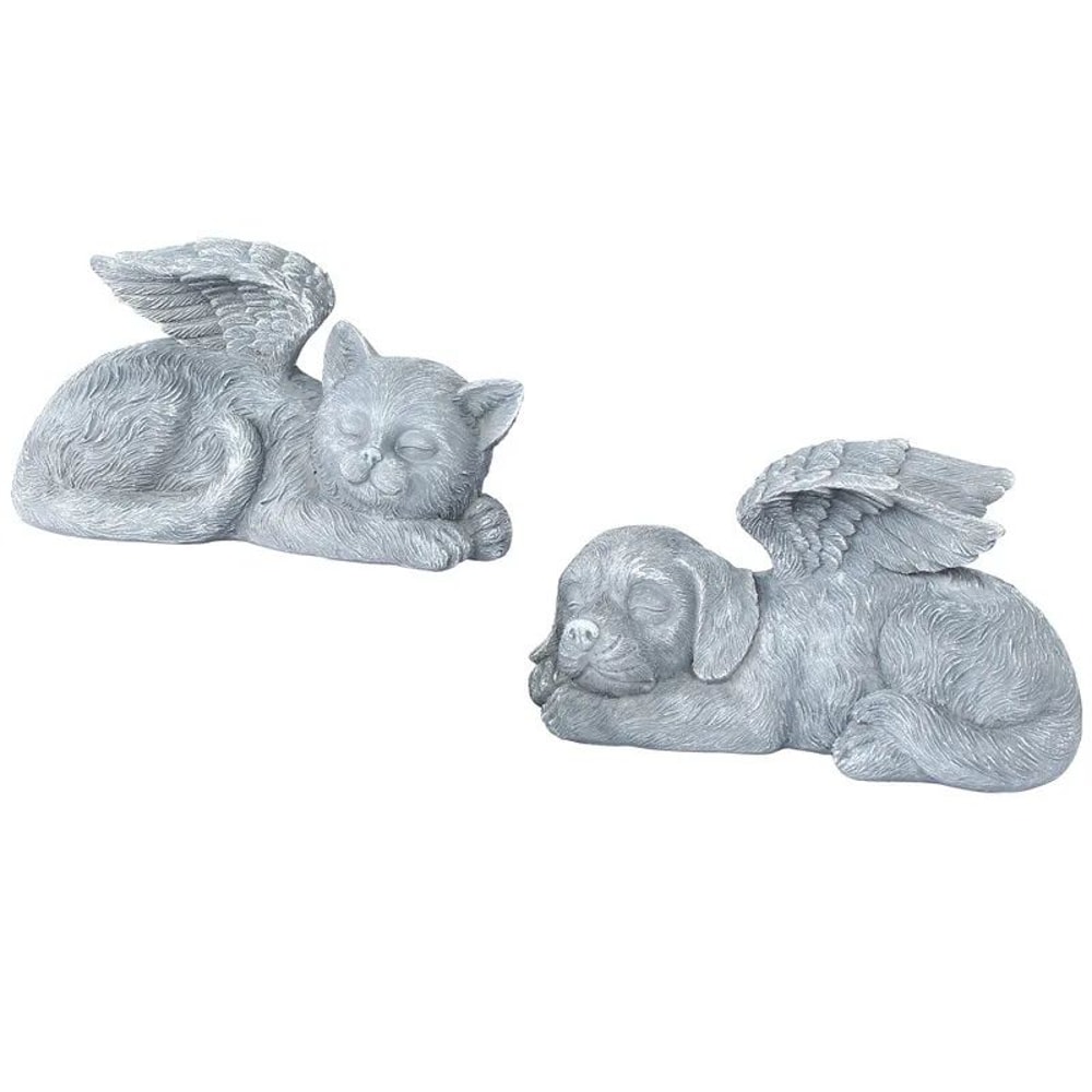 Angel Pet Statue Resin Garden Ornament For Outdoor Decor Cat Or Dog With Wings 2