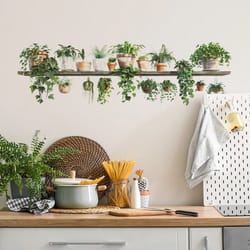 cartoon flower shelf wall stickers – peel and stick removable wall decals for bedroom & living room