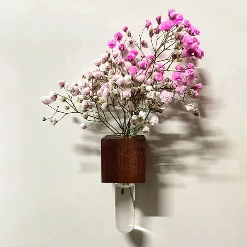 Wooden Magnetic Test Tube Vase For Fridge Decor Mini Bud Vase Fridge Magnet Flower Vase 4