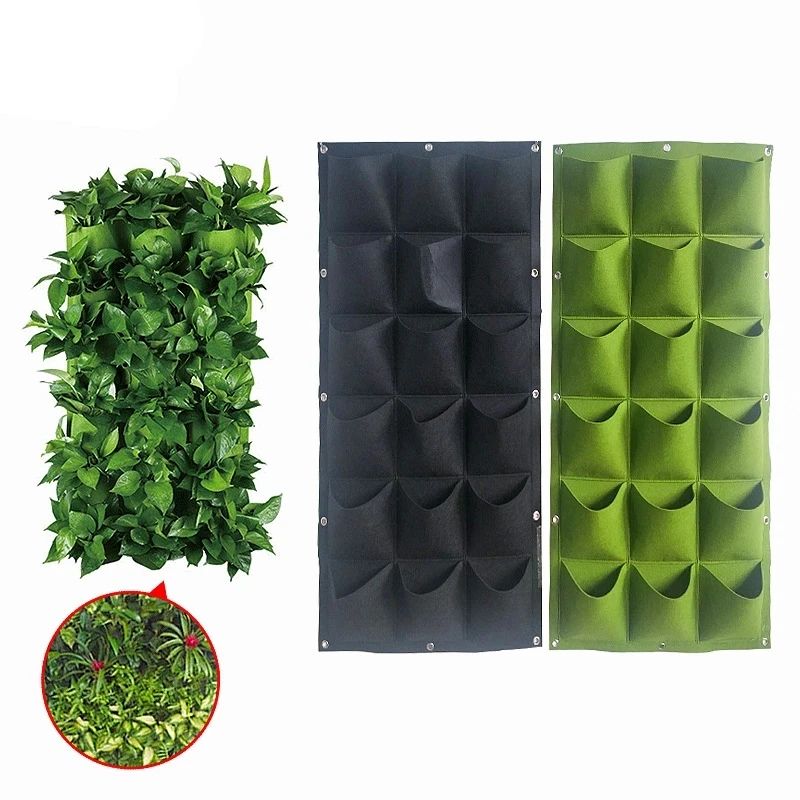 Vertical Garden Wall Grow Bag Planter SpaceSaving Outdoor Herb Vegetable Pocket Planters 4