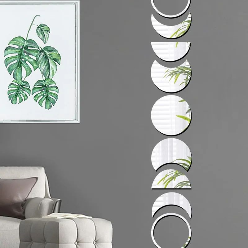 Moon Phase Mirror Wall Stickers Set 9Piece Acrylic Mirror Decals 1