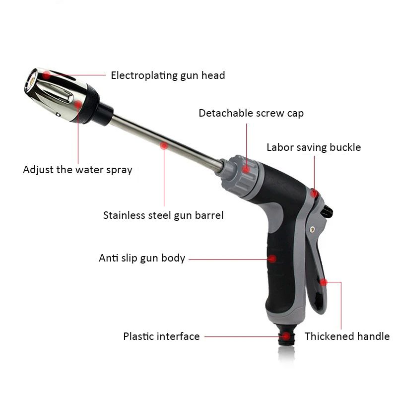 High Pressure Water Gun LongReach Hose Wand With Foam Bottle 2