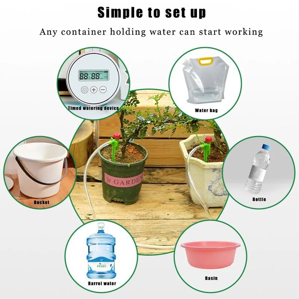 Garden Adjustable Drip Irrigation Kit With Regulating Valve 47mm Irrigation Hose Micro Drippers For 3