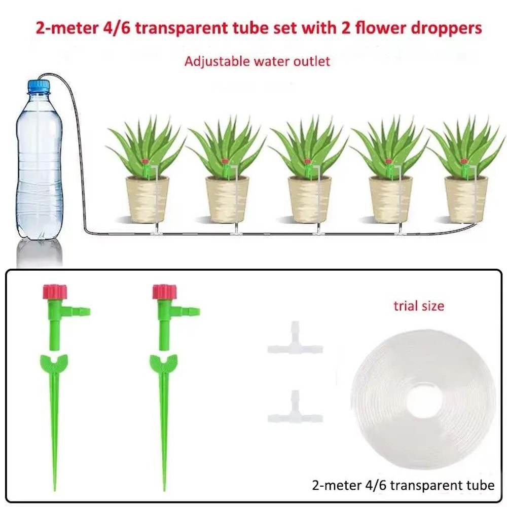 Garden Adjustable Drip Irrigation Kit With Regulating Valve 47mm Irrigation Hose Micro Drippers For 5