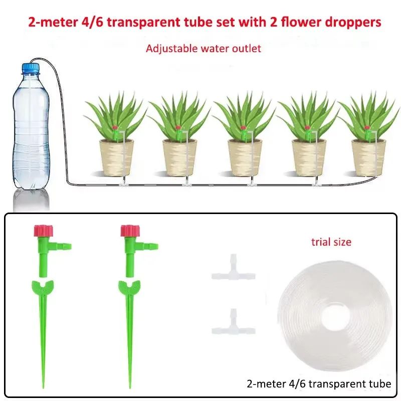 Garden Adjustable Drip Irrigation Kit With Regulating Valve 47mm Irrigation Hose Micro Drippers For 5