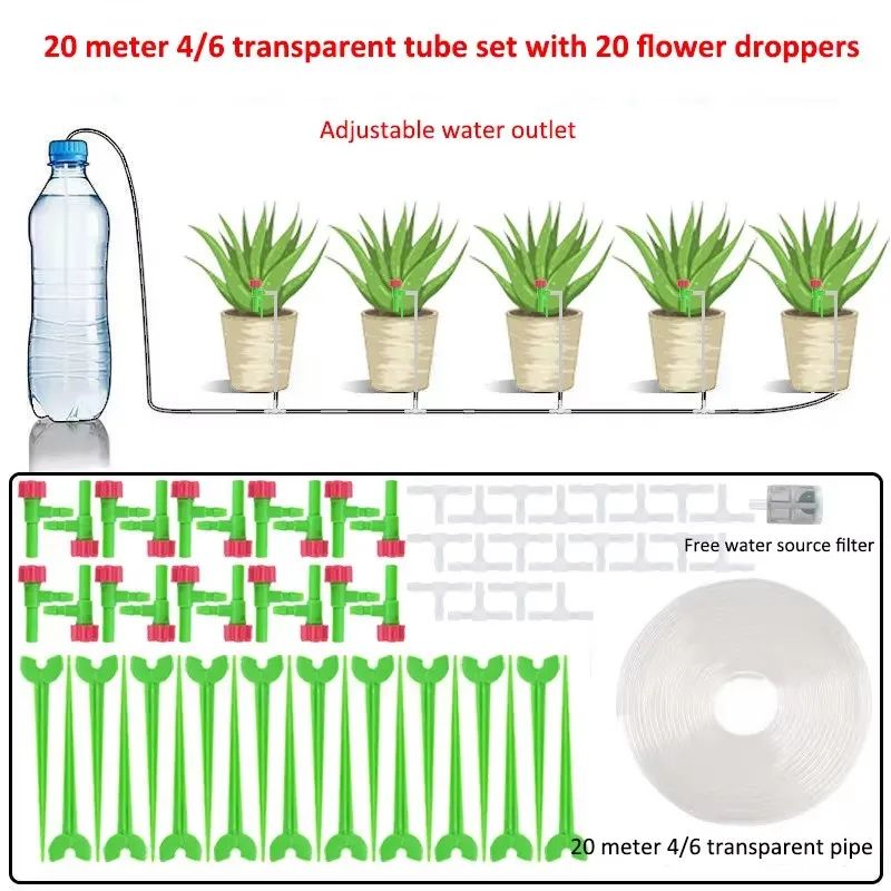 Garden Adjustable Drip Irrigation Kit With Regulating Valve 47mm Irrigation Hose Micro Drippers For 16