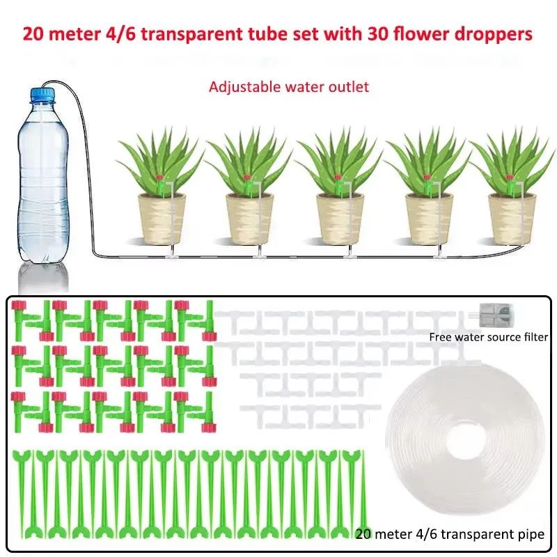 Garden Adjustable Drip Irrigation Kit With Regulating Valve 47mm Irrigation Hose Micro Drippers For 11