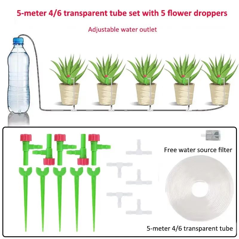 Garden Adjustable Drip Irrigation Kit With Regulating Valve 47mm Irrigation Hose Micro Drippers For 14