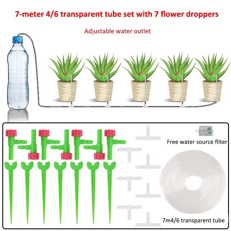 Garden Adjustable Drip Irrigation Kit With Regulating Valve 47mm Irrigation Hose Micro Drippers For 17