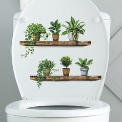 green potted plant shelf peel and stick wall decor sticker for bathroom, toilet & living room
