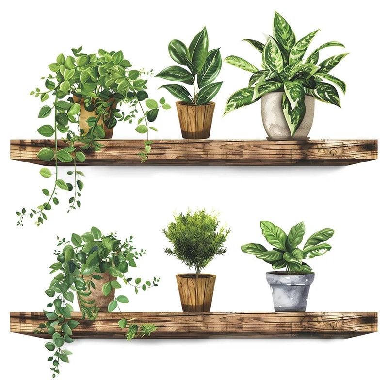 Green Potted Plant Shelf Peel And Stick Wall Decor Sticker For Bathroom Toilet Living Room 4