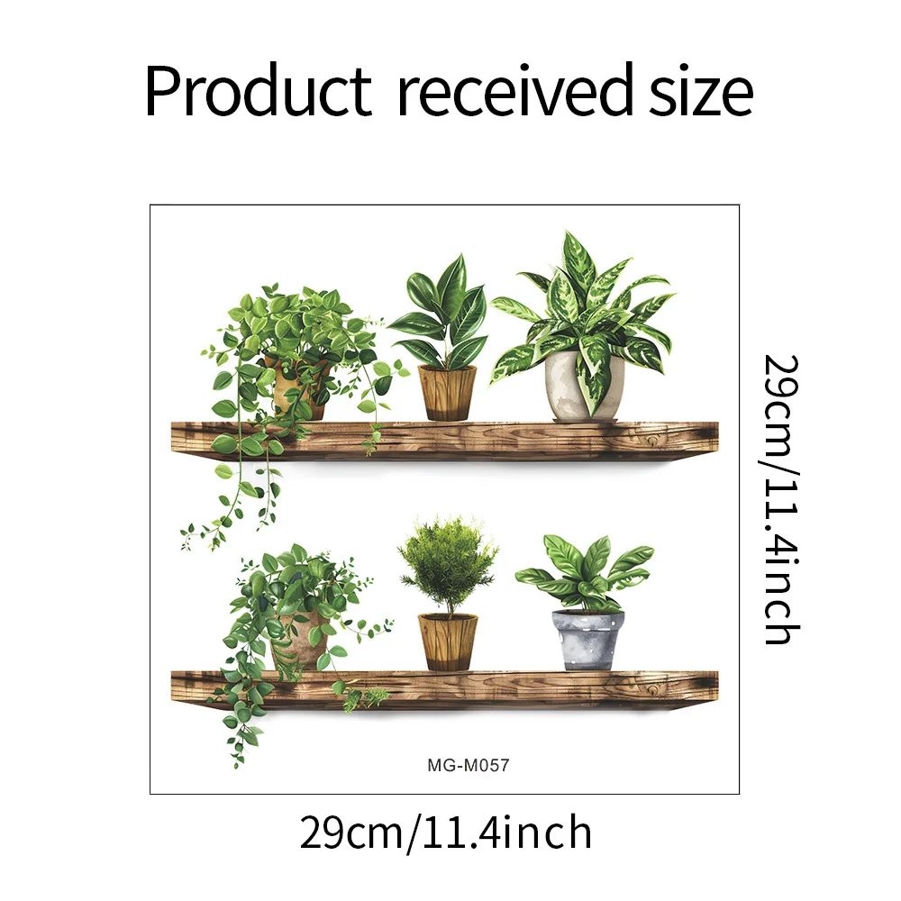 Green Potted Plant Shelf Peel And Stick Wall Decor Sticker For Bathroom Toilet Living Room 5