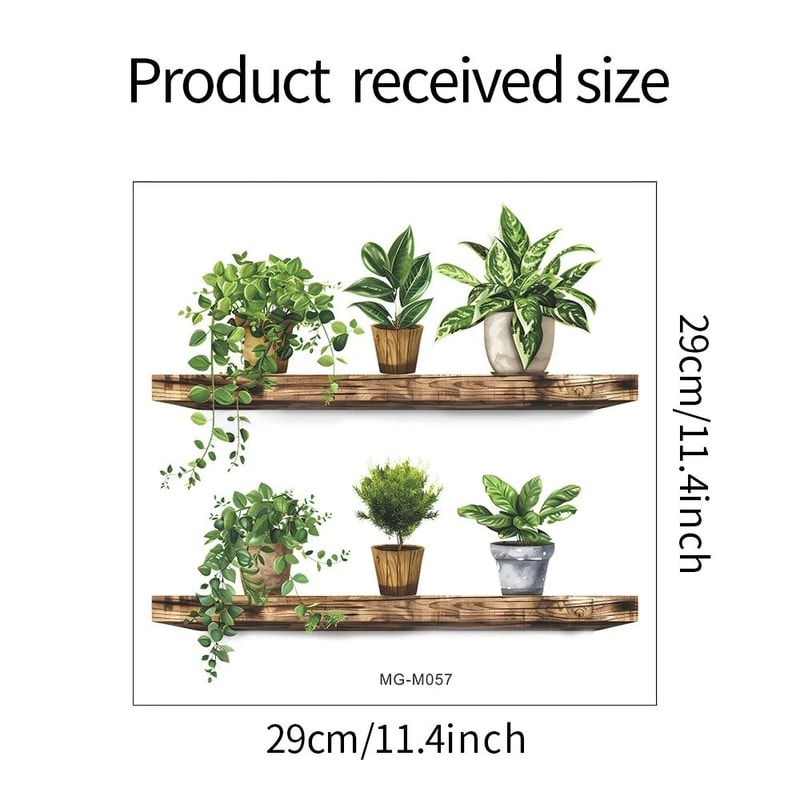 Green Potted Plant Shelf Peel And Stick Wall Decor Sticker For Bathroom Toilet Living Room 5