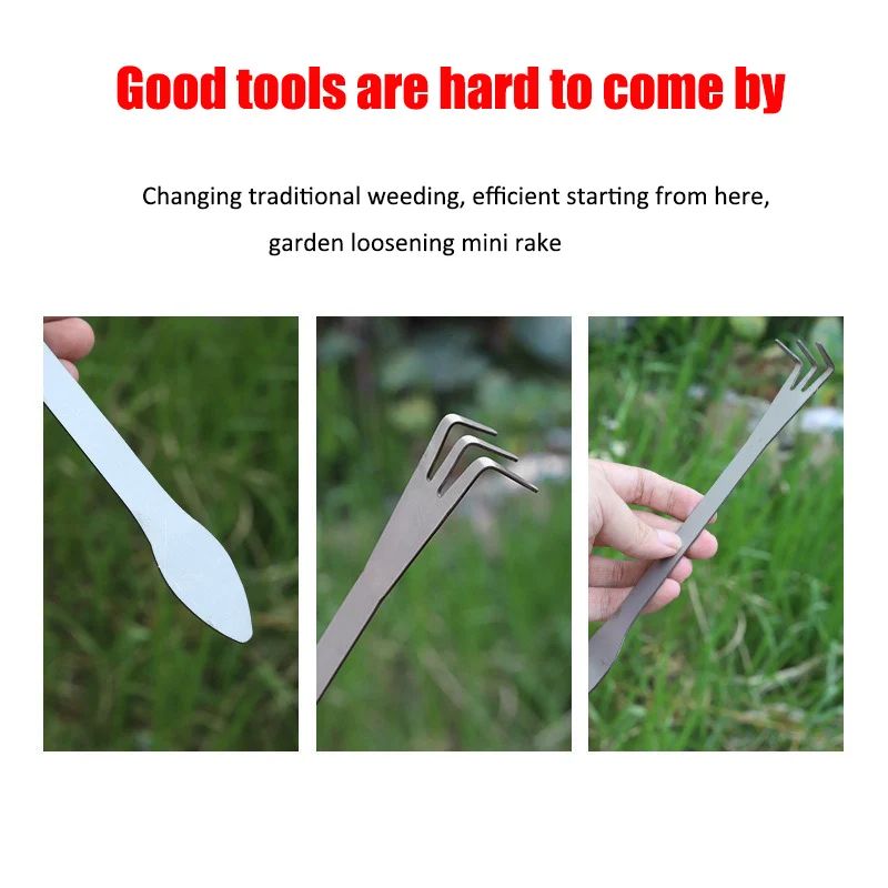 3Tine Garden Hand Rake And Hand Cultivator For Soil Loosening And Weed Removal 3