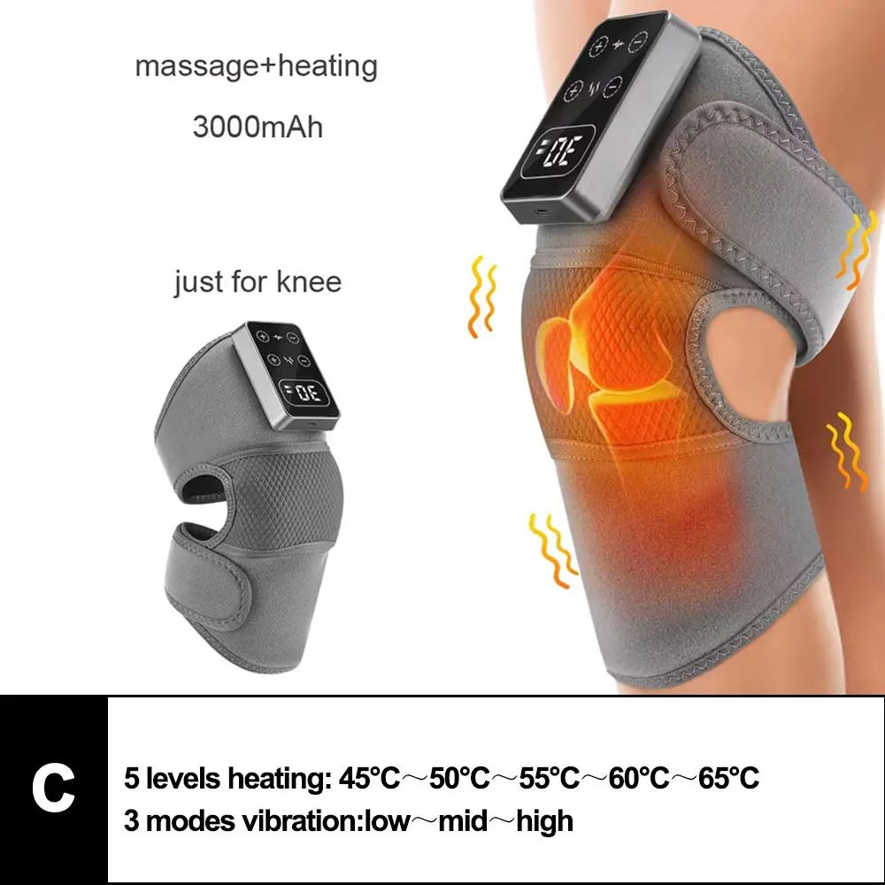 Premium 3in1 Heated Knee Massager Vibration Therapy Joint Relief Wrap 12