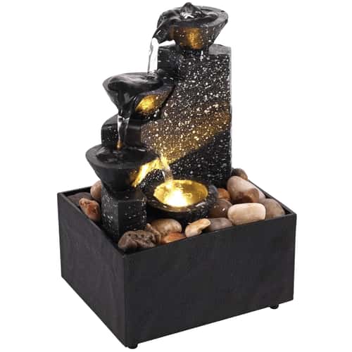 TranquilFlow Indoor Waterfall Fountain – Zen Desktop Fountain with Soft Lights & Relaxing Water Feature