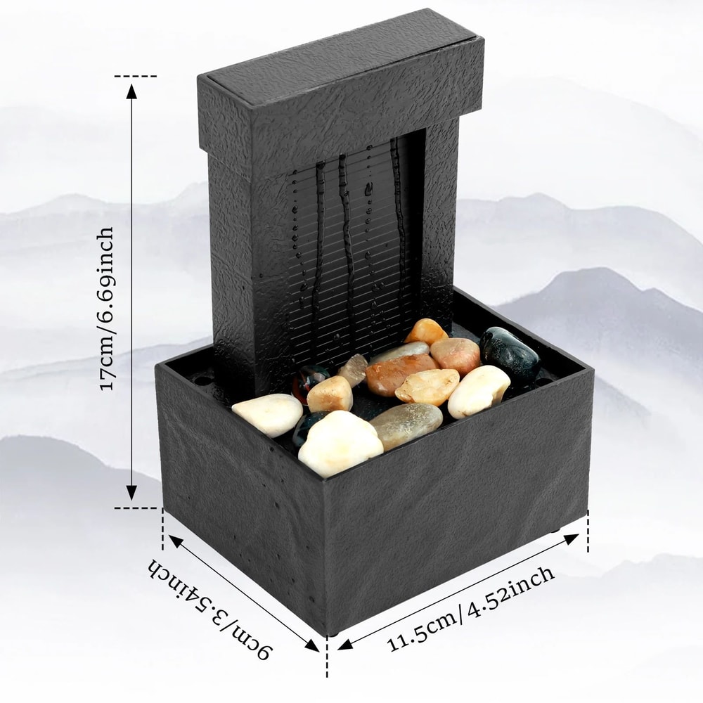 TranquilFlow Indoor Waterfall Fountain Zen Desktop Fountain With Soft Lights Relaxing Water Featu 9