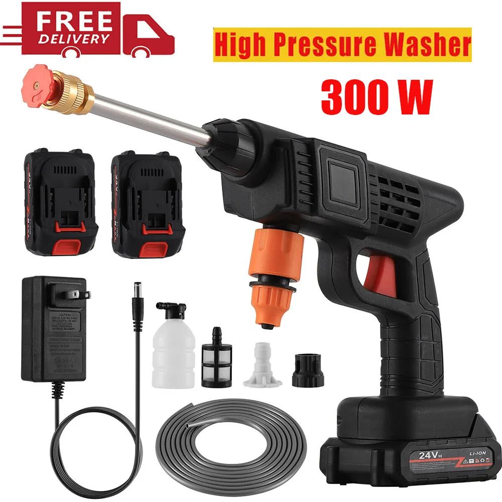 300W 30Bar Cordless Pressure Washer With Foam Bottle 12000mAh Portable Car Wash Gun 0