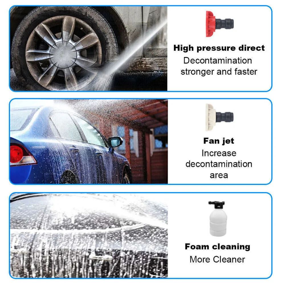 300W 30Bar Cordless Pressure Washer With Foam Bottle 12000mAh Portable Car Wash Gun 4