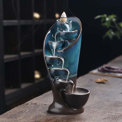 Handmade Torch-Style Ceramic Waterfall Incense Holder – Backflow Incense Burner for Home Decor & Zen Atmosphere