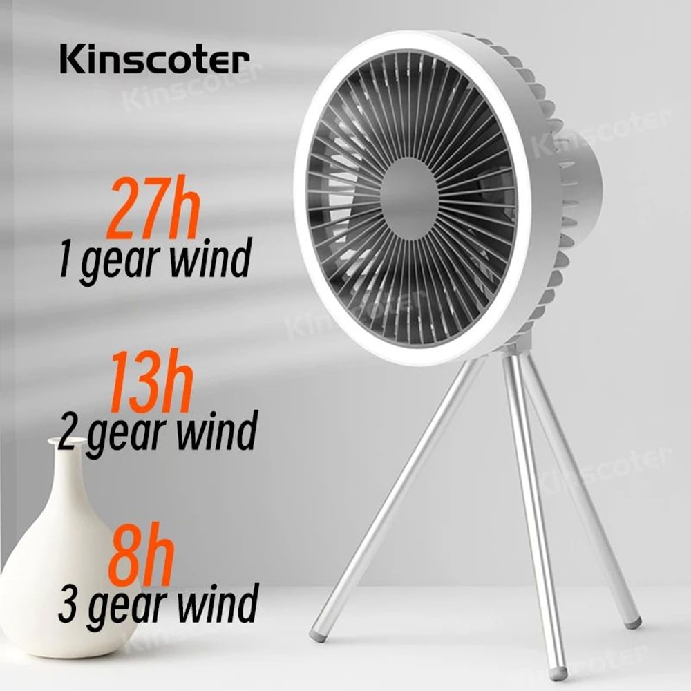 AllInOne Rechargeable Portable Camping Fan With Power Bank LED Light 10000 MAh 5