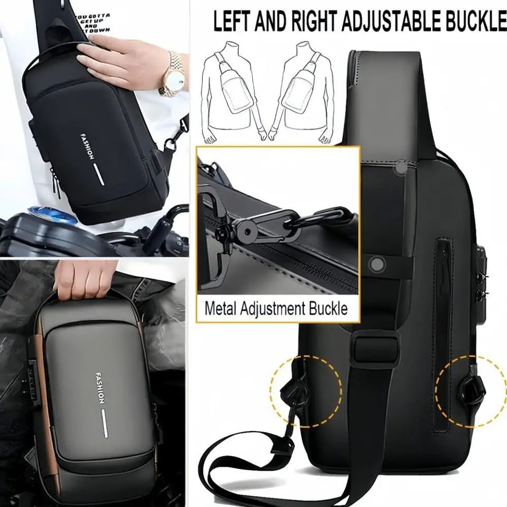 AntiTheft Oxford Chest Sling Bag For Men Secure Crossbody Chest Pack For Commute Motorcycle 4