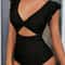 Sculpt Shine Mesh OnePiece Swimsuit Backless VNeck Tummy Control HighCut Swimwear 0