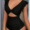 Sculpt Shine Mesh OnePiece Swimsuit Backless VNeck Tummy Control HighCut Swimwear 0