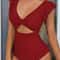 Sculpt Shine Mesh OnePiece Swimsuit Backless VNeck Tummy Control HighCut Swimwear 4