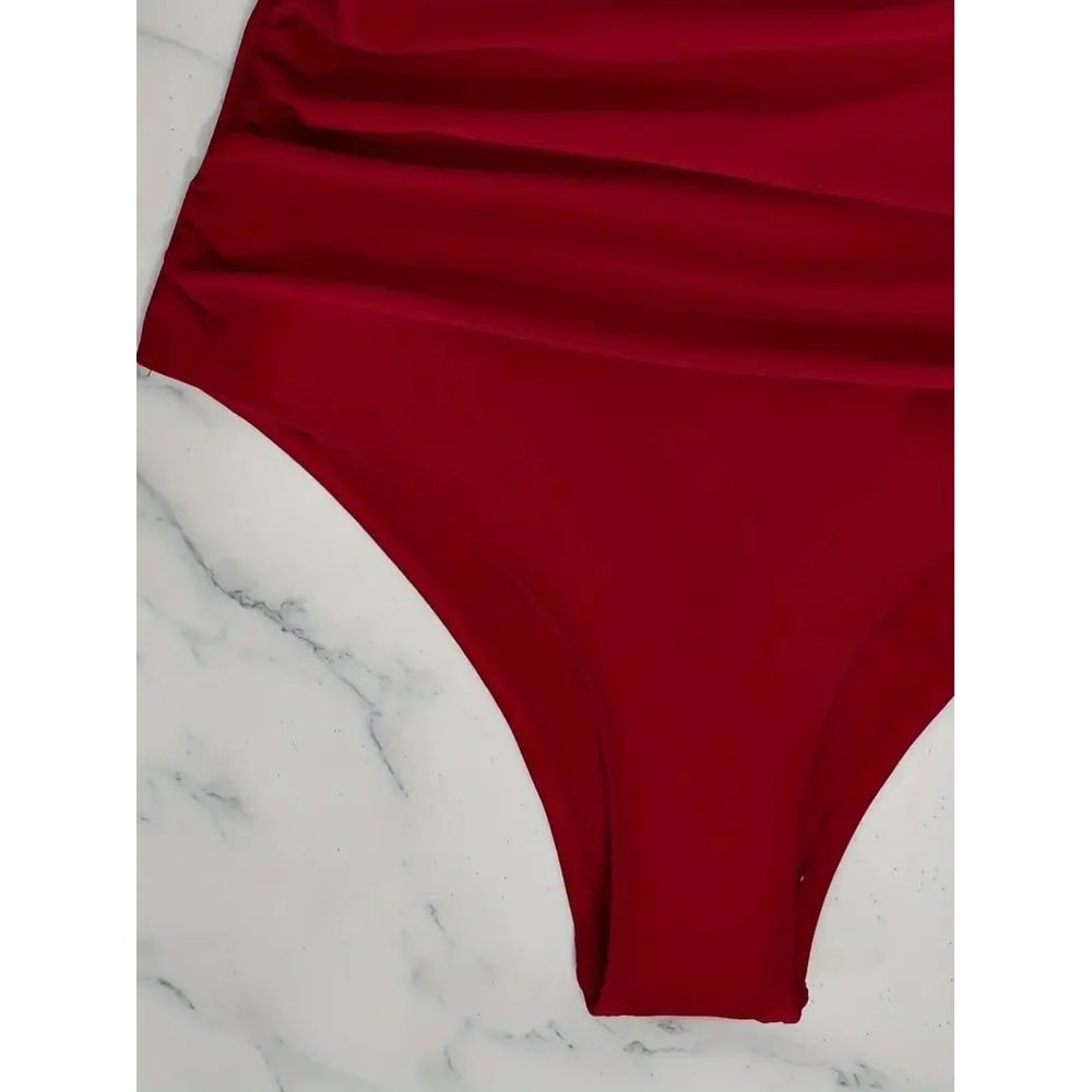 Sculpt Shine Mesh OnePiece Swimsuit Backless VNeck Tummy Control HighCut Swimwear 5