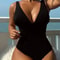 Sculpt Shine Mesh OnePiece Swimsuit Backless VNeck Tummy Control HighCut Swimwear 11