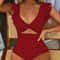 Sculpt Shine Mesh OnePiece Swimsuit Backless VNeck Tummy Control HighCut Swimwear 7