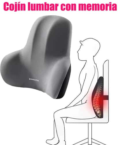 Premium Memory Foam Lumbar Support Cushion - Ergonomic Back Pain Relief Pillow for Car, Office & Gaming Chairs