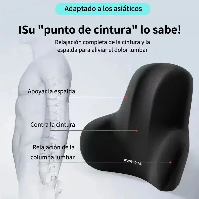 Premium Memory Foam Lumbar Support Cushion Ergonomic Back Pain Relief Pillow For Car Office Gamin 2