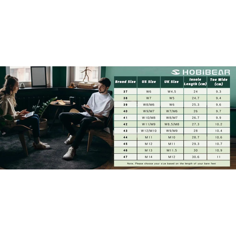 HOBIBEAR Wide Toe Box Barefoot Shoes Zero Drop Trail Minimalist Walking Sneakers Unisex 9