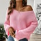 Chic Womens Off Shoulder Sweater With Flare Sleeves Loose Knit Pullover Top 4