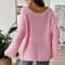 Chic Womens Off Shoulder Sweater With Flare Sleeves Loose Knit Pullover Top 5
