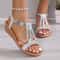 Bohemian Rhinestone Wedge Sandals For Women Summer Platform Peep Toe Comfort Shoes 3