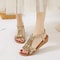 Bohemian Rhinestone Wedge Sandals For Women Summer Platform Peep Toe Comfort Shoes 9